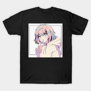 Cute anime style boba girl T-Shirt